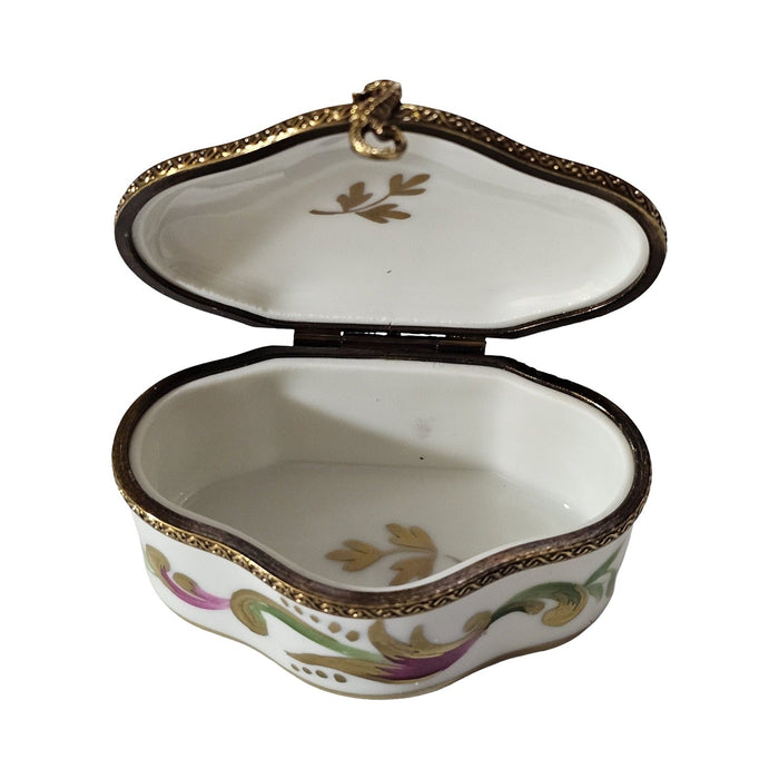 Hand-painted Shaped with Pink Flowers Limoges box, French artistry for lovers of fine art