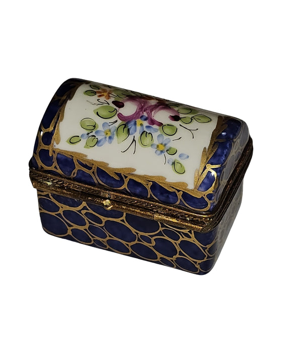 Dark Blue Trunk Floral w Gold