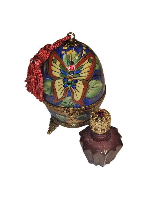 Butterfly Perfume Egg on Stand w Tassel
