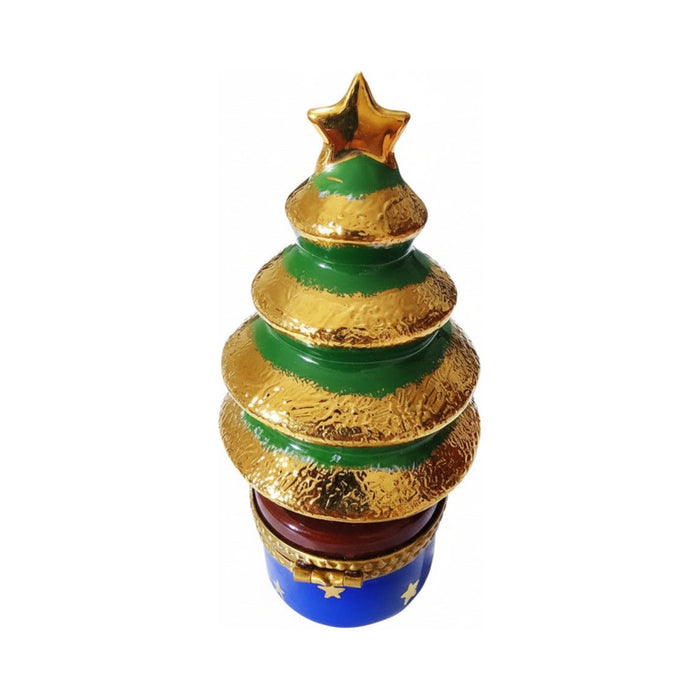 Hand-painted Gold Garland Christmas Tree Limoges box, French artistry for lovers of fine art