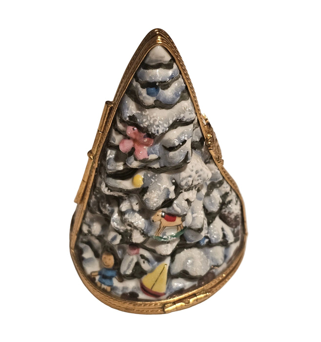 Rare Triple Hinged Christmas Tree Limoges Box Figurine)