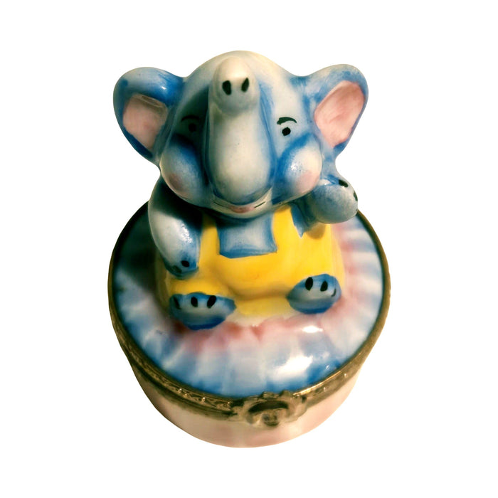 Artisan-painted Baby Elephant Limoges box from France, a cherished collectible