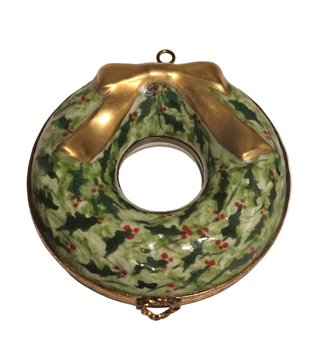 Holiday Pine Wreath Limoges Box Figurine by Artoria Authentic Limoges Box