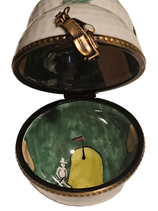 Golf Ball w Flag Painting Inside Authentic Limoges Box