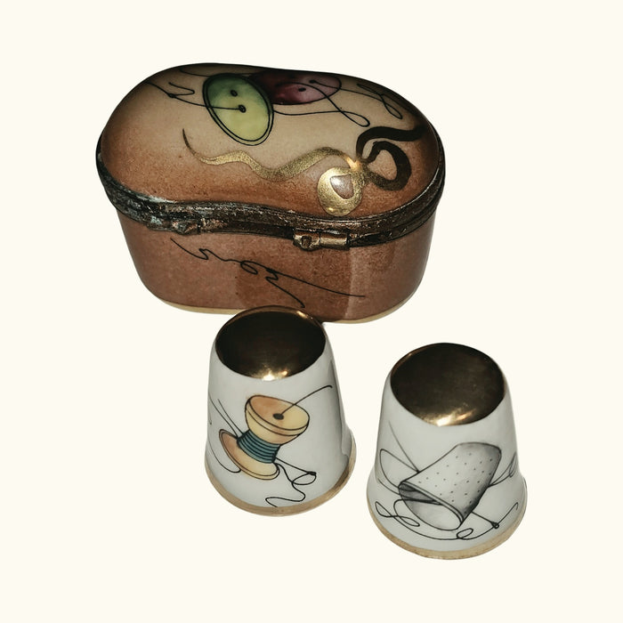 Sewing Box w Thimbles