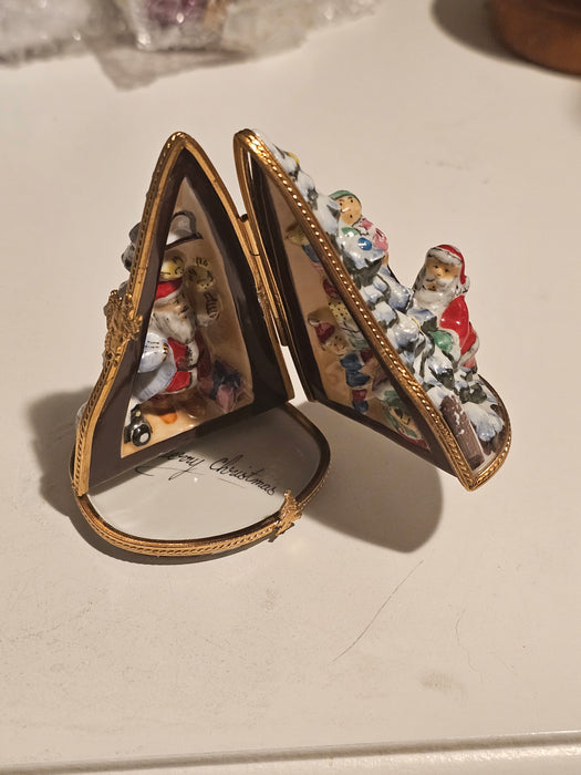 Rare Triple Hinged Christmas Tree Limoges Box Figurine)
