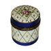 Artisan-painted Tall Blue Gold Round Limoges box from France, a cherished collectible