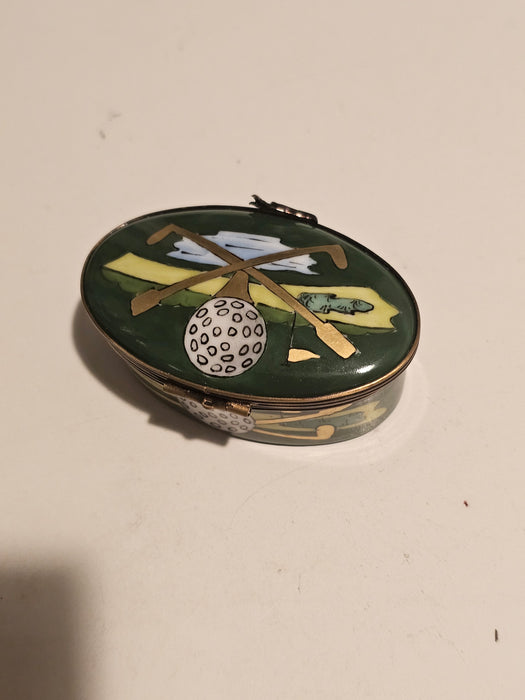 Oval Green Golf for Enthusiasts | Limoges Box Authentic Limoges Box