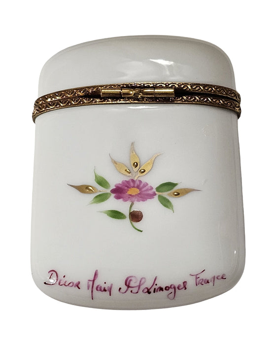 Pink Floral Flat Tall Limoges Box for Home Decor