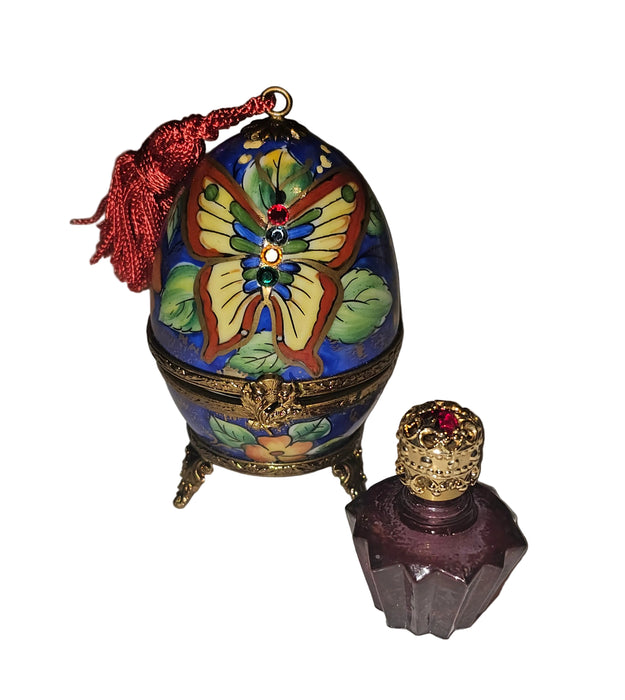 Butterfly Perfume Egg on Stand w Tassel