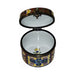 Treasured French collectible: Tall Snazzy Colorful Round Limoges box, painted by hand