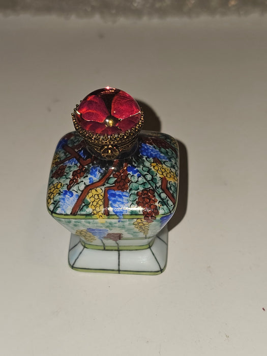 Colorful Flowers on Tent Bottle | Authentic Limoges Box