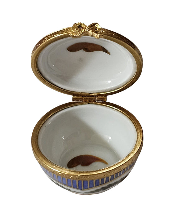 Small Periwinkle Stripes and Roses Round Box for Collectors