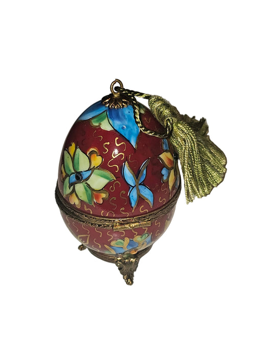 Footed Red Perfume Egg Bold w Tassel