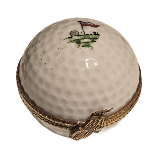 Limoges Boutique presents the White Golf Ball with Hole Flag Inside, a genuine Limoges box painted by hand in France