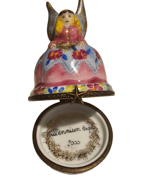 Millennium 2000 Pink Blue Angel Keepsake for Collectors Authentic Limoges Box