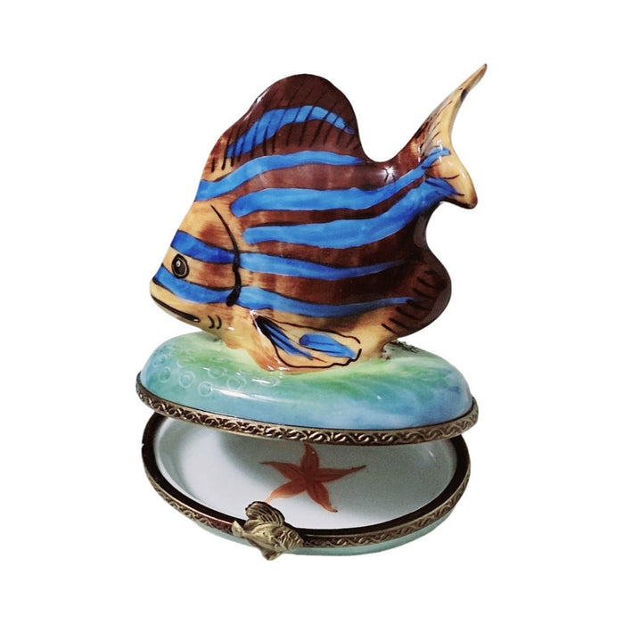 Gift idea for someone who loves France: Brown Fish Blue Stripe Limoges box