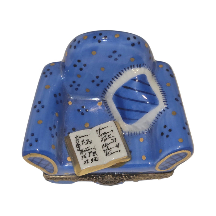 Blue Comfy Chair with Book Limoges box, an heirloom-quality piece for collectors