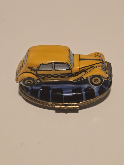 Yellow Old Taxi Limoges Box Authentic Limoges Box