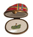 Red Plaid Golf Hat Limoges Box Figurine Authentic Limoges Box