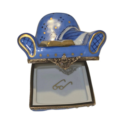 The Blue Comfy Chair with Book, a Limoges keepsake with true French charm