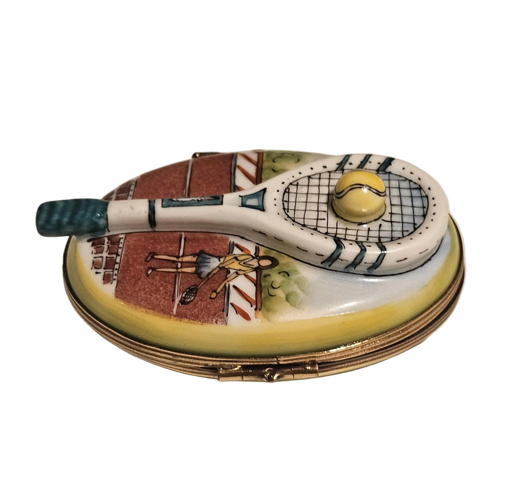 Rochard Tennis Raquet on Oval Authentic Limoges Box
