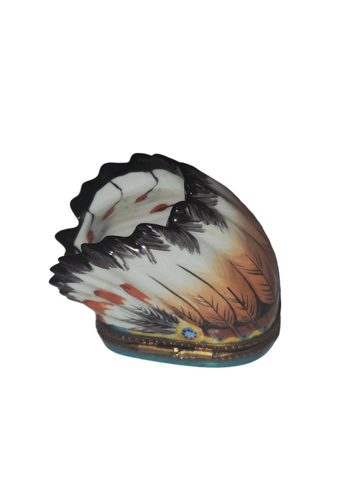 Medium Native American PV Indian Head Dress Limoges Box