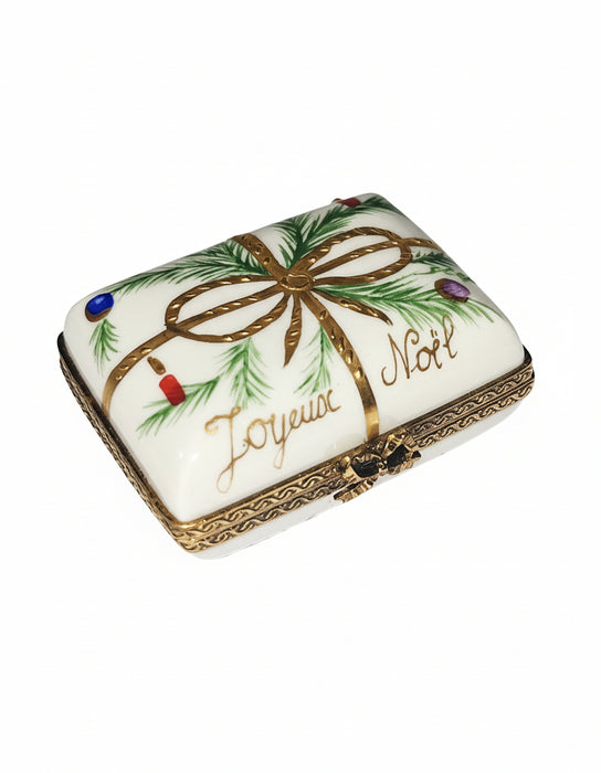 Joyeuse Noel Gold Bow Christmas Rectangle