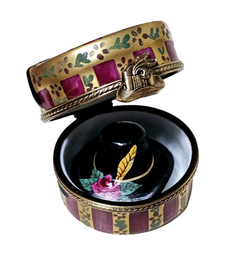 Elegant Black Hat Keepsake for Collectors Porcelain Limoges hat French Trinket Box