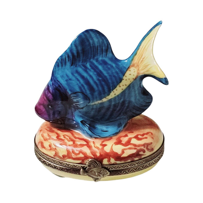 Limoges Boutique presents the Blue Fish Yellow Tail, a genuine Limoges box painted by hand in France