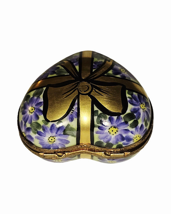 Purple Flowers Gold Box on Heart