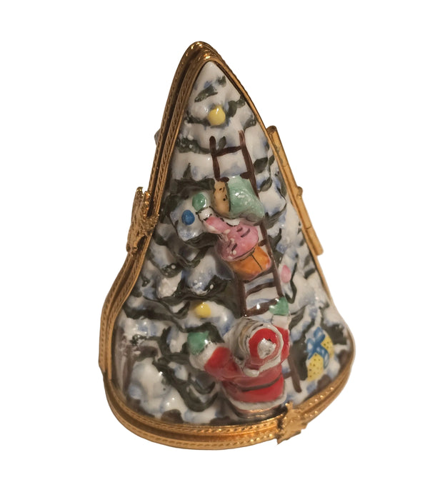 Rare Triple Hinged Christmas Tree Limoges Box Figurine)