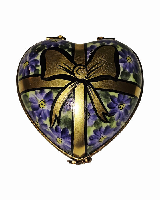 Purple Flowers Gold Box on Heart