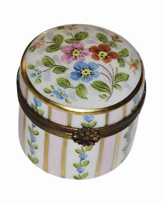 Tall Pink Striped Round Floral