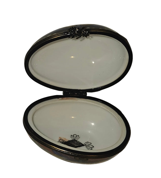 Snazzy Orange Blue Egg Horizon Limoges Box | Limoges Box