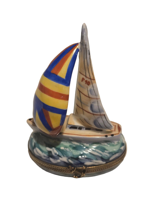 Large Sailboat Limoges Box for Hand-Painted Nautical Authentic Limoges Box
