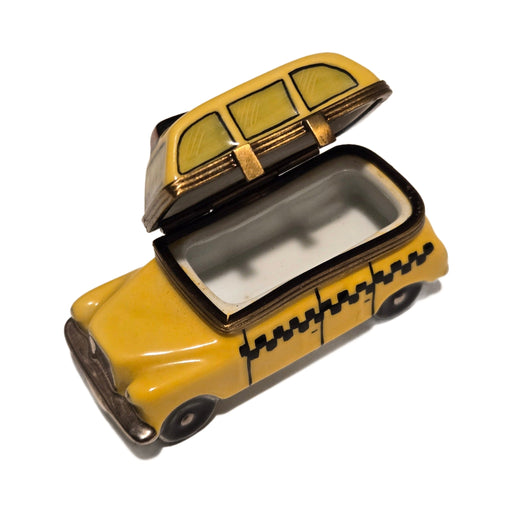 Collectible Yellow Taxi Limoges box with artisan brushwork