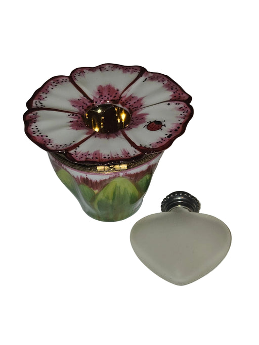 White Pink Flower w Perfume Authentic Limoges Box