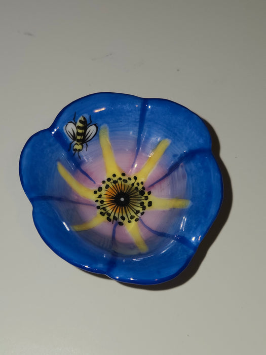 Large Blue Open Flower w Bee