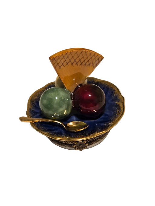 Icecream w Waffle on Plate Authentic Limoges Box