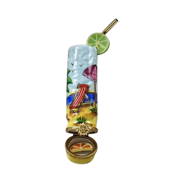 Fine French craftsmanship on the Tropical Cocktail Glass Limoges box, painted by hand
