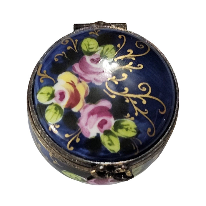 Cobalt Blue Round with Roses Limoges box, an heirloom-quality piece for collectors