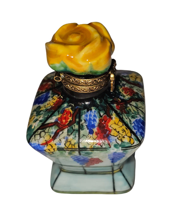 Hour Glass Shaped Jar w Yellow Rose