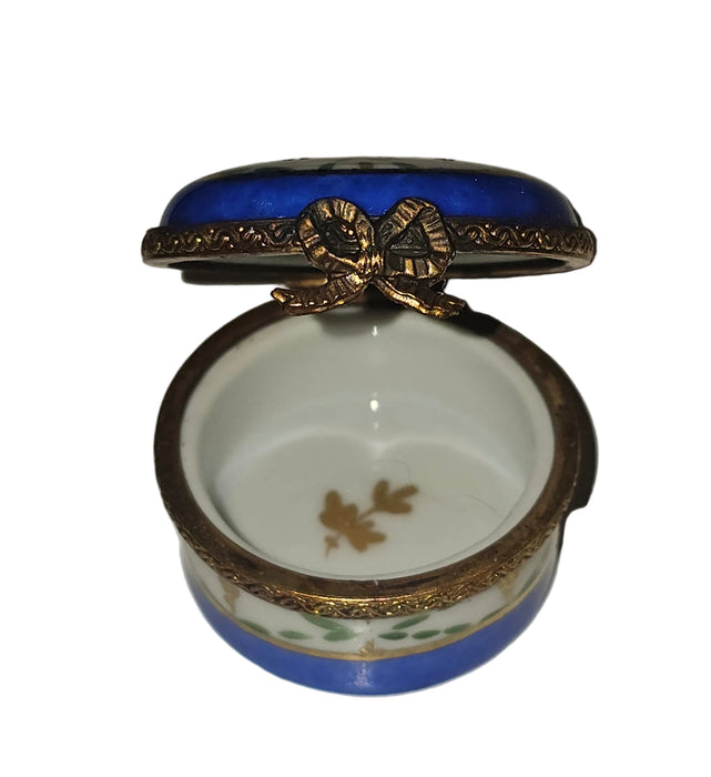 Small Blue Round w Flower Box | Limoges Box)