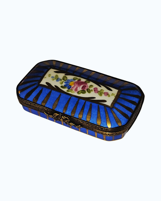 Blue Rectangle Floral Flat