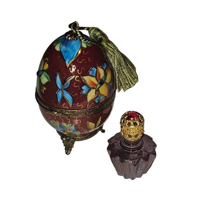 Footed Red Perfume Egg Bold w Tassel