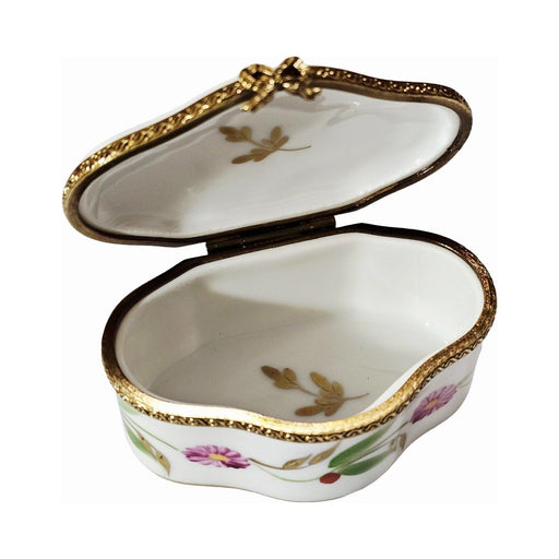 Madame Pompadour Shaped Pink Flowers Main Limoges box painted by hand in Limoges, France, a gift to treasure