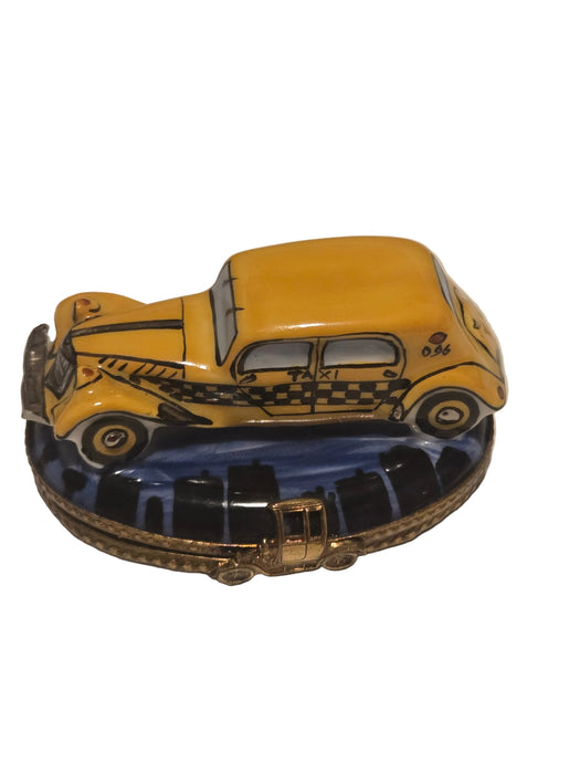 Yellow Old Taxi Limoges Box Authentic Limoges Box