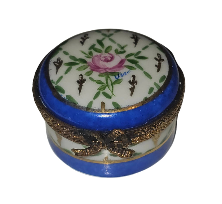 Small Blue Round w Flower Box | Limoges Box)