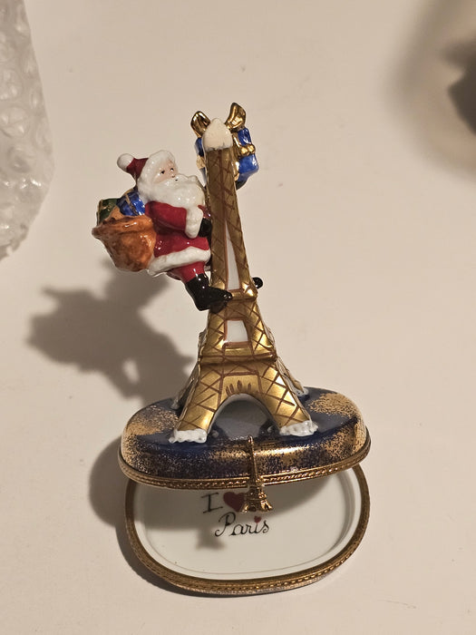 Santa on Eiffel Tower Christmas Rochard Limoges Box